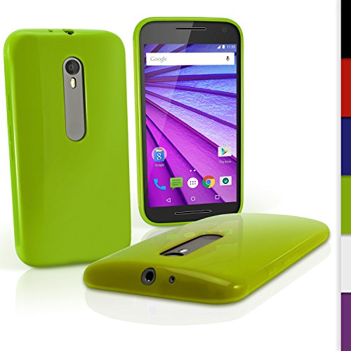 iGadgitz U3989 Funda de TPU Modelo U3989 Compatible con Motorola Moto G 3a Generación XT1540 con película de protección, Color Verde