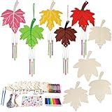 Photo Gallery ainiv confezione da 9 campanelli a vento con foglie d acero per bambini, kit fai da te per bambini, feste autunnali, fai da te, regali di compleanno e attività autunnali