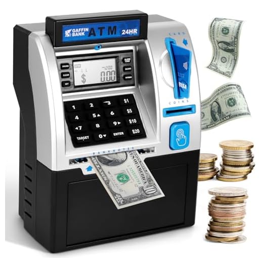 Sannofair ATM Piggy Bank for Kids – Mini ATM Bank Machine with Card & PIN, Coin & Note Recognition, Balance Calculator – Fun Electronic ATM Savings Bank for Teenagers & Adults