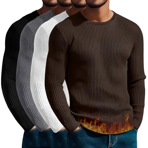 August Alley 4 Pack Men's Cotton Thermal Long Sleeve Shirts