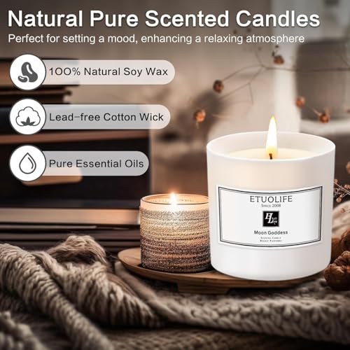 Bougie Parfumées Bougie Pot en Verre,Bougie Cadeau pour Femme Homme,Bougies Parfumées de Luxe pour la Décor de la Maison,Cire de Soja Naturelle,Combustion 68h,Parfait pour la Relax Saint Valentin Noël – vue 3