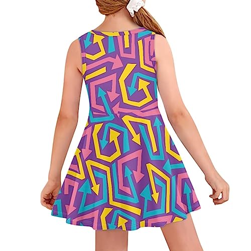 Uasibuni Girls Summer Floral Dress Kids Round Neck Sleevesless Knitted Casual A-Line Dress for 3-16Year2