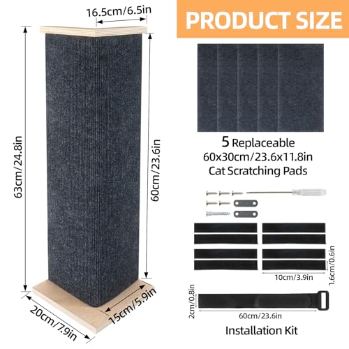 Rascador Esquinero para Gatos 24 Pulgadas con 5 Almohadillas miniatura 2