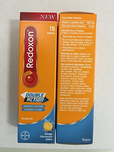 RedoxonDouble Action Orange Effervescent Tablets, 1000mg Vitamin C & 10mg Zinc, 2x15 vials by Redoxon