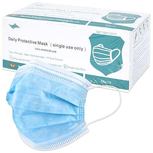 50PCS Disposable Face 3 Layer Anti-Dust Earloops Protective Cover Mask(Blue)