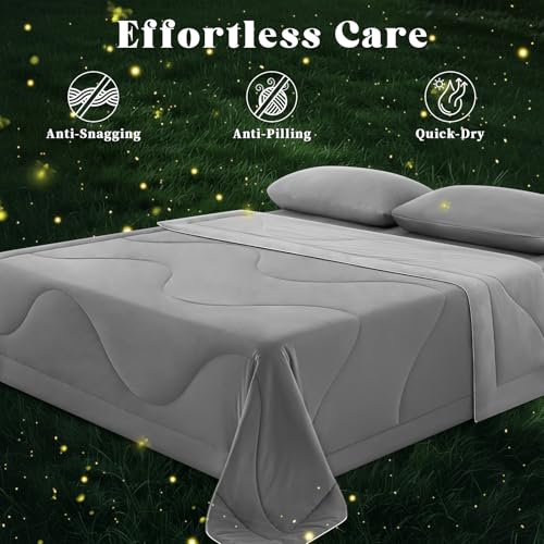Image of Cooling Comforter King Size, Double-Sided Cooling Blanket for Hot Sleepers & Night Sweats, Arc-Chill Q-Max > 0.4 Breathable Ice Blanket, Lightweight Cold Comforter (108''x90'', Light Grey)