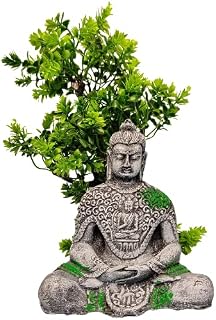Shirlip Meditating Buddha Statue and Artificial Plant for Aquarium Fish Tank Decoration Combo Pack Ornament and Plant Price In India