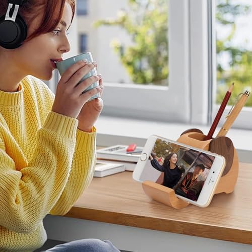 Wood Elephant Desk Organiser With Phone Holder - Image 5