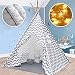 Tiny Land Teepee Tent for Kids Play Tent for Boy Girl Indoor & Outdoor, 5' Gray Chevron Heavy Cotton Canvas Teepee