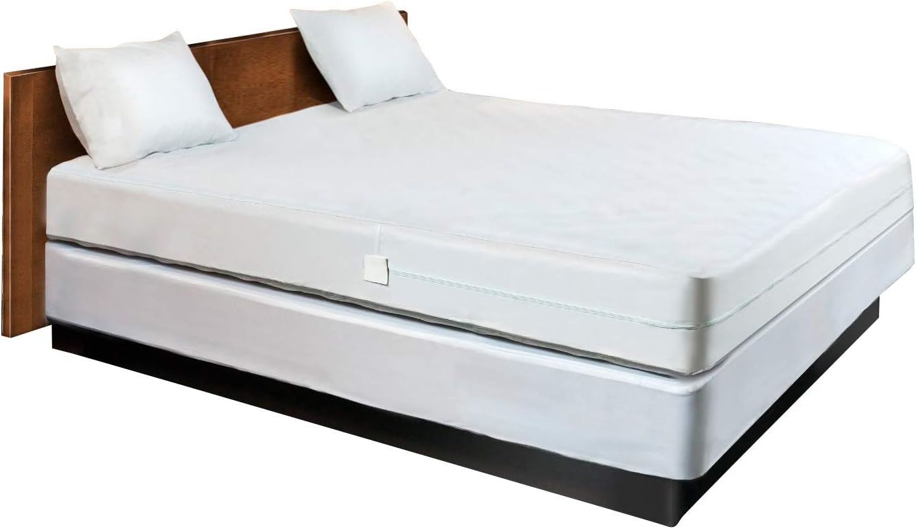 Waterproof Mattress & Box Spring Encasement with Zipper – Breathable, Noiseless Protective Cover (Queen)