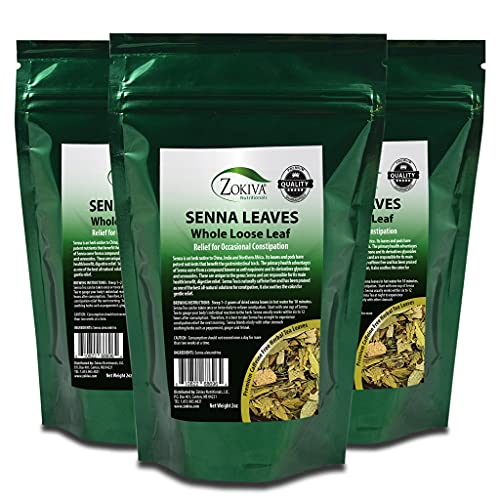 Senna Leaf Leaves 3-Pack 6oz Total Dried Whole Leaves All Natural Laxative/Cleanser Zokiva Nutritionals