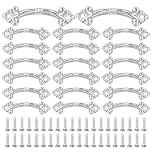 sourcing map 20Pcs Mini Decorative Handles, 1.9" Vintage Mini Pulls Metal Jewelry Drawer Box Zinc Alloy Cabinet Screw Mounted Pull Handles for Furniture Dresser Sliding Door, Silver