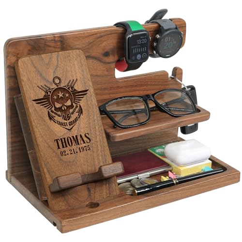 Personalized Desk Organizer: US Coast Guard Gifts for Men - Coast Guard Gifts for Veteran, Dad, Graduation, Retirement, Grandparents, Ideal for Birthdays, Anniversaries, and Special Celebrations