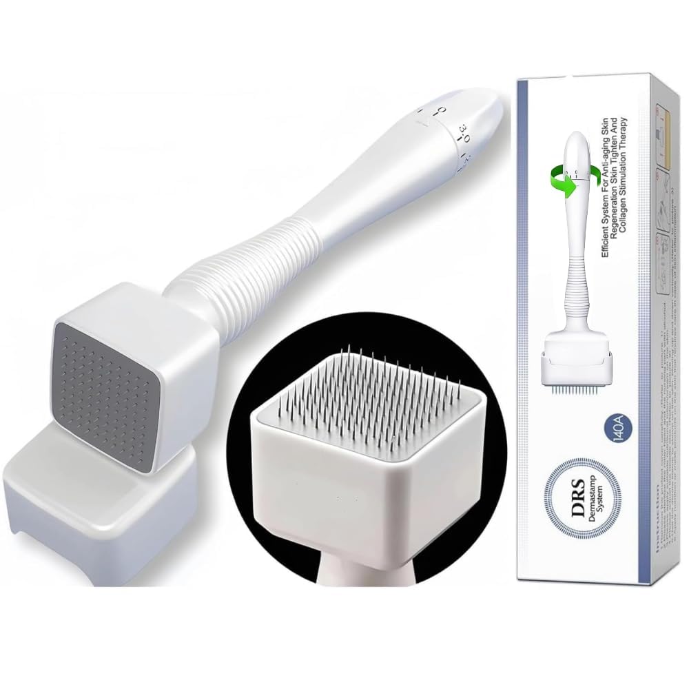 Orbica Derma Stamp for Hair Growth & Facial Spa | Titanium Coated Adjustable Needles 0.25mm to 3mm | 140 Microneedling Stamp for Skin Repair, Face, Hair & Beard Growth | Reduces Acne Scars | Safe & Effective To Use-image-14