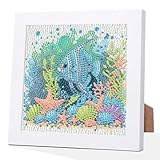 Fish Diamond Art Kits for Kids with Frame, 5D Diamond Painting for Kid Ages 4-8-12, Easy Kids Gem Art Kit with Beautiful Package, Crafts Mosaic Kits for Home Wall Decor(18x18cm)