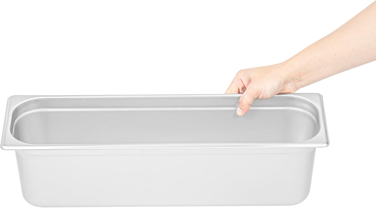Restaurantware Long Hotel Pan 1 Count 1/2 Size Anti-Jam 6â€ Deep Freezable 24 Gauge Stainless Steel Steam Pan - Lid Sold Separately, for Use in Commercial Kitchens, Catering Event and Parties