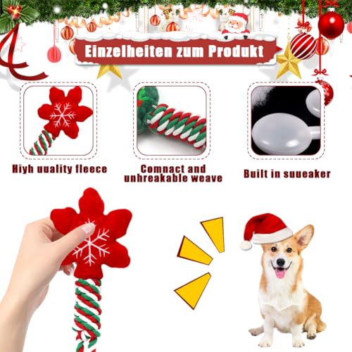 Tyafzzn 4 Stück Hundespielzeug Weihnachten, Hundespielzeug Unzerstörbar, Naturbaumwolle Hundespielzeug, Tolles Hundespielzeug für Geschenke für Hunde