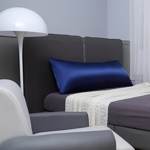 Miniatura 8 de 1 funda de almohada de satén para cabello y piel, lujosa y sedosa funda de almohada de 20 x 54 pulgadas (1 cuerpo (20 x 54 pulgadas), color negro)