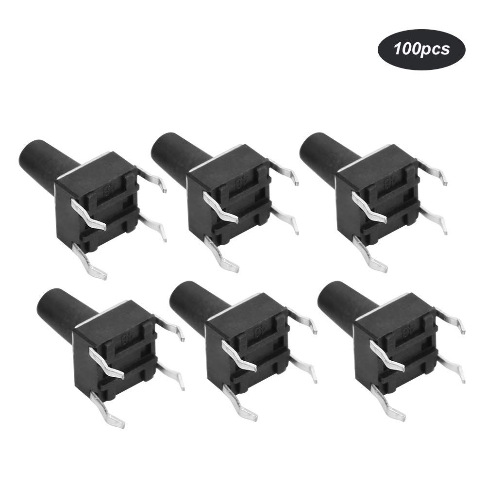 100PCS Momentary Tactile Push Button Switch DIP 6x6x10mm DC 12V 50mA Engineering Plastic Tactile Switch Push Button for Electronics Projects