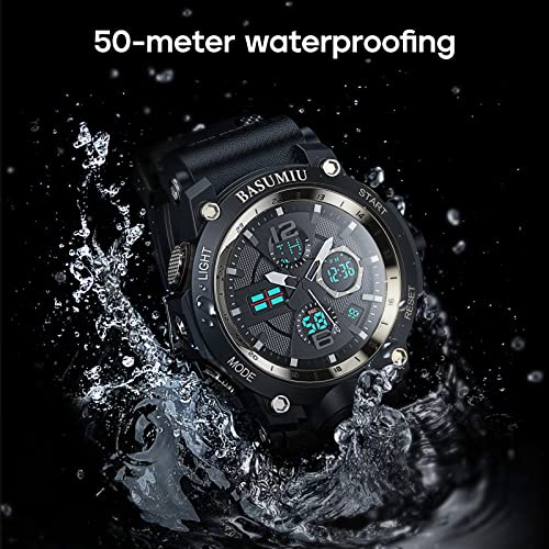 Basumiu Mens Sports Watches Waterproof Analog Digital Sports Watch Electronic Tactical Army Watches For Men #TOP4