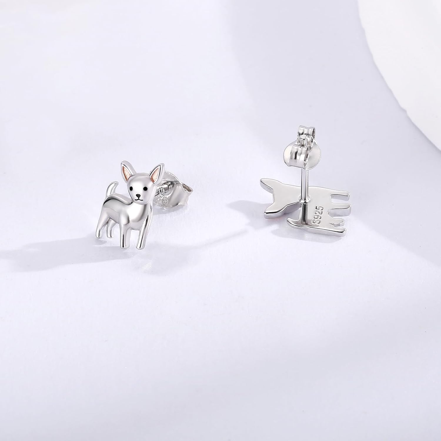 Sterling Silver Dogs Stud Earrings Pug French Bulldog Yorkie Schnauzer German Shepherd Dalmatian Dog Puppy Earrings Jewelry Gifts for Dogs Mom Pet Lovers (Chihuahua) - Image 4