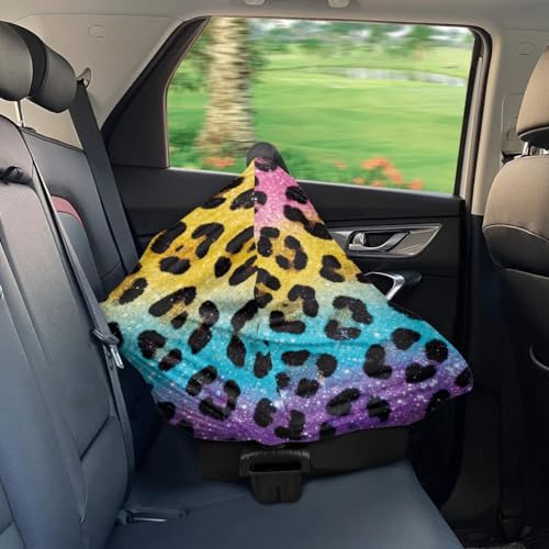 Image of Forchrinse Colourful Leopard Print Car Seat Cover for Babies,Soft and Breathable Breastfeeding Nursing Cover Infant Carseat Canopy Stroller Cover for Boys Girls