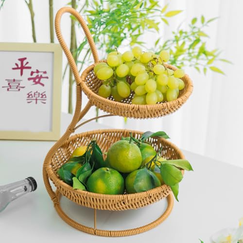 Contenedor de almacenamiento multiusos y cesta decorativa de doble capa 5