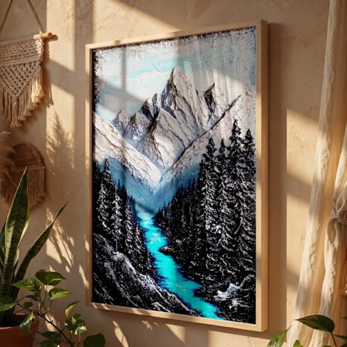 Image of kotart Mountain view Wall Art Home Decoration | Aesthetic Floral Paintings With Frame For Living Room Bed Room Hotel Wall Decor Digital Reprint (19x25 inch)