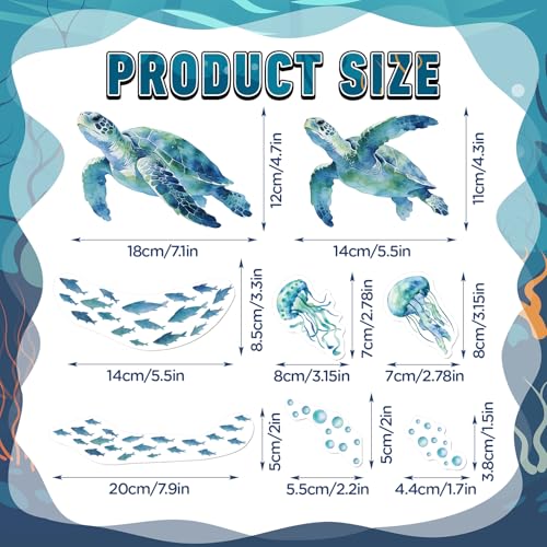 Imán decorativo grande tortuga marina acuarela set 8 pzas miniatura 6
