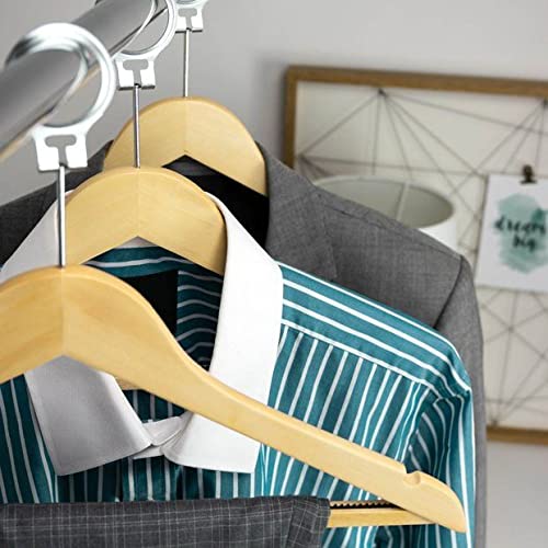 Hangerworld Natural Wooden Hotel Style Security Clothes Hangers - 10 Pack, Metal Anti Theft Ring Lock #TOP4