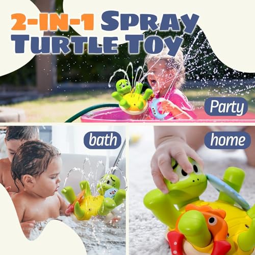 Sizobi Baby Bath Toys, Rechargeable Turtle Bath Toy Sprinkler for Toddler with 5 Rings, Bathtub Fountain Spray Toy,Pool Water Bath Toys for Kids Ages 1-3 Boys Easter Basket Stuffers Birthday Gifts - Thumbnail 5
