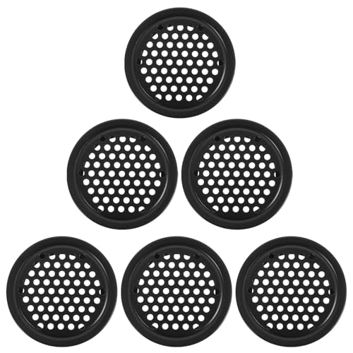 Anneome Tapas de Ventilación Redondas de Acero Inoxidable Rejilla de Ventilación Metálica Negra de 53 MM para Armarios y Muebles 6 Piezas Malla para Respiradero del Hogar