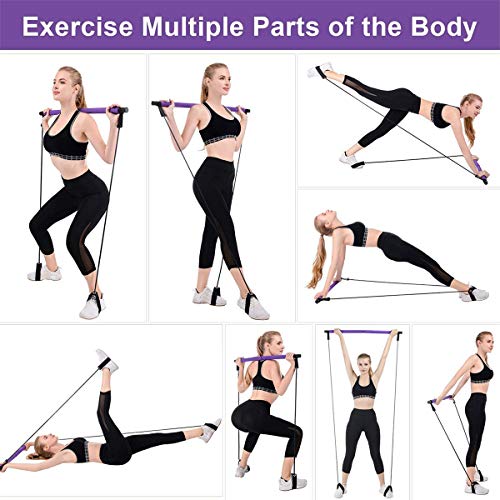 OZMI Upgraded Portable Pilates Bar Kit with Exercise Resistance Band, Exercise Pilates Bar with Adjustable Foot Loop Toning Bar for Home Gym Workout, Total Body Workout, Yoga, Fitness, Stretch