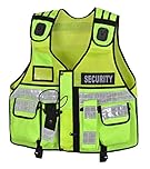 High Visibility Security Vest – Reflective Tactical Safety Vest with Multi-Pockets, Radio Holder & Zipper Front – Breathable Mesh for Security Officers, Wardens, Patrol, Outdoor Work (Unisex)