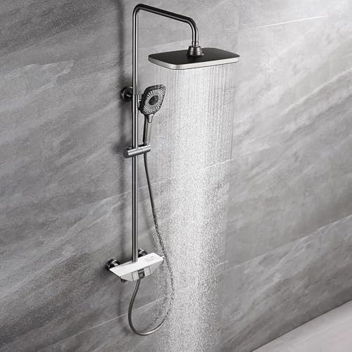 Ensemble de robinet de douche mural gris pistolet complet pour baignoire