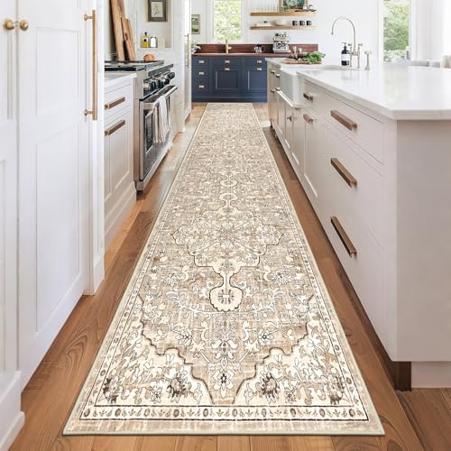 Pauwer Boho Hallway Runner Rug 2'6'' x 14' Washable Entryway Area Rugs Non Slip Farmhouse Vintage Floor Mat Long Carpet Runner for Hallways Laundry Room Kitchen Bathroom Bedroom