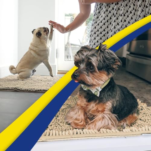 Image of Muddy Mat | Super Water Absorbent Door Mat Indoor, Microfiber Quick Dry Chenille Entryway Rug, Slip Resistant Front Door Mat, Indoor Mats for Entryway, Machine Washable Pet Rug, Sand 36 inch x 72 inch