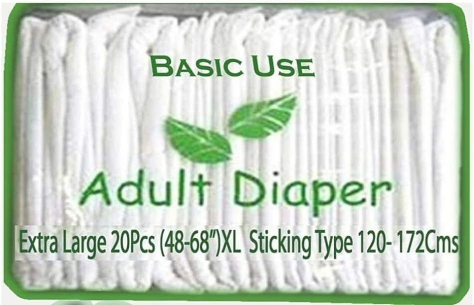 UB Bu Adult Diapers Extra Large 20Pcs (48-68") Xl Sticking Type 120- 172Cms