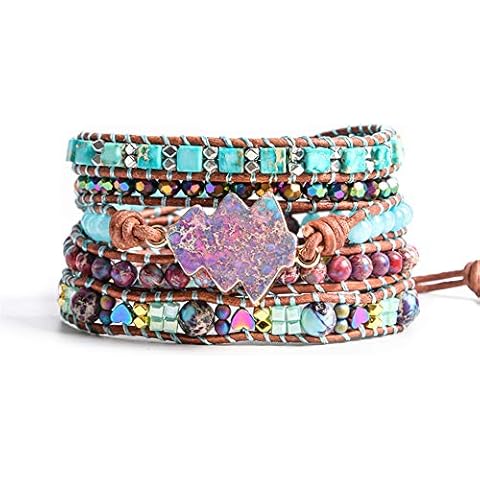 YGLINE Boho Handmade Natural Stone Wrap Bracelets Crystal Beads Bracelet Jewelry Cover