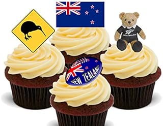 Made4You New Zealand Fun Pack, Edible Cupcake Toppers - Stand-up Wafer Cake Decorations (Pack of 12)