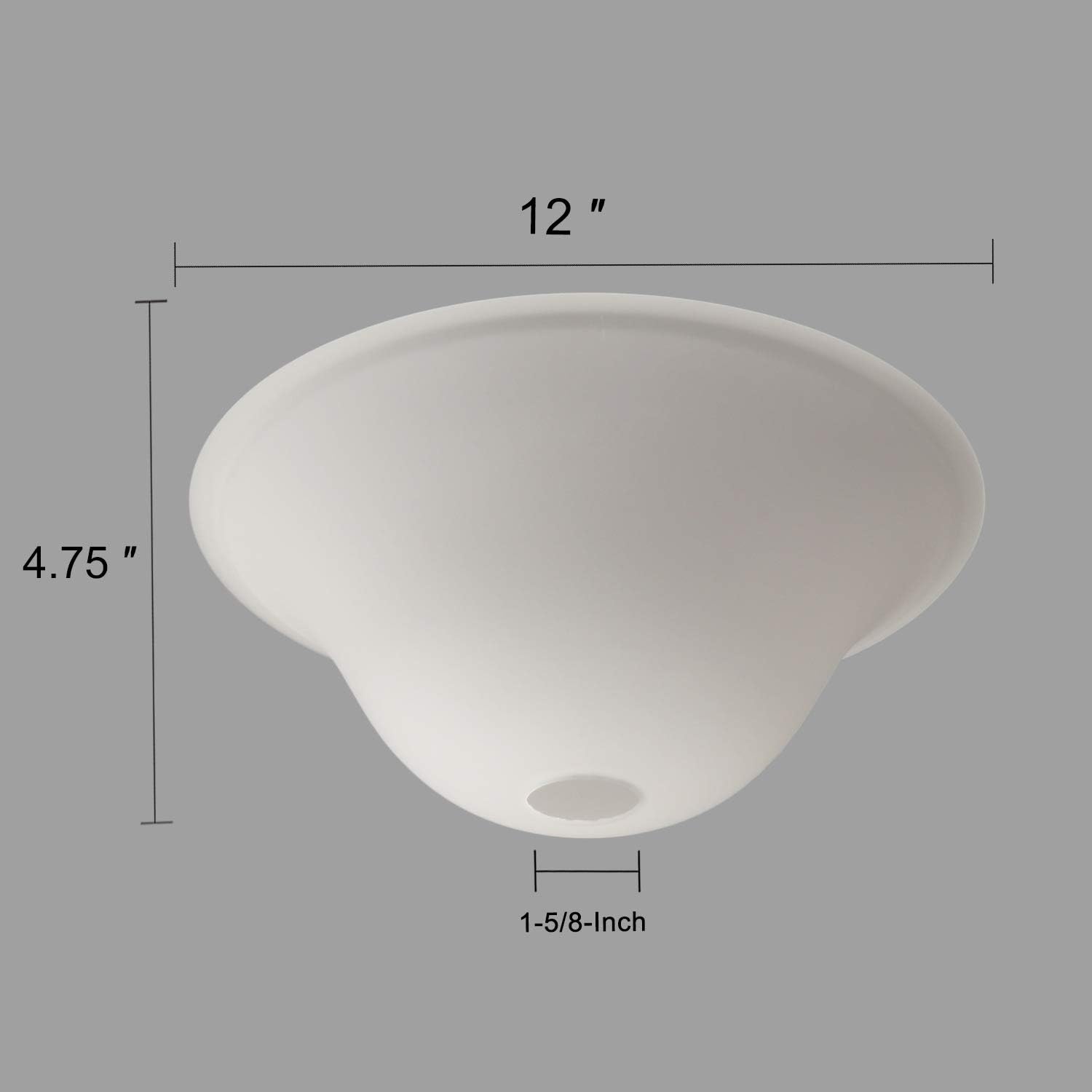 Giluta Floor Lamp Glass Shade Replacement Globe -Fitting Opening 1.625" Modern Frosted Style Light Fixture Shade, Height: 4.75 inches, Width: 12 inches. Lipless