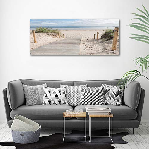 Tulup - Schilderijen op glas - 125x50 - Schilderij - Muurdecoratie - Wanddecor - Kunstdruk - Muurkunst - Modern Decoratief Beeld Gedrukt - Wandschilderijen - Decoratie Poster - Foto - Afbeelding - Landschappen - strand - Beige - Afbeelding 4