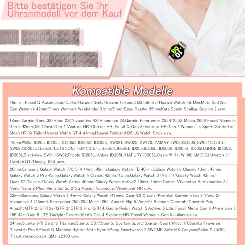 YCHDDER Fabric Nylon Uhrenarmbänder,16mm 18mm 19mm 20mm 22mm 24mm Schnellverschluss Armband Verstellbare Aatmungsaktive Gewebte Sportbänder Ersatzarmband für Herren Damen – Bild 3