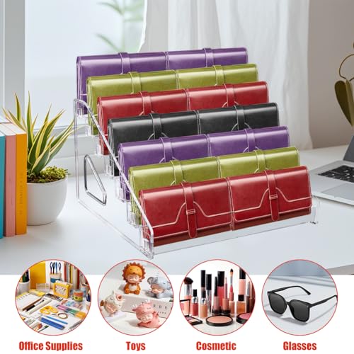 GRETJOB 7-Tier Wallet Display Stand, Acrylic Purse Display Stand, 7.8\" Handbag & Perfume Organizer Rack, Cosmetic Jewelry Sunglasses Makeup Accessories Shelf (2 Pack) - Thumbnail 3