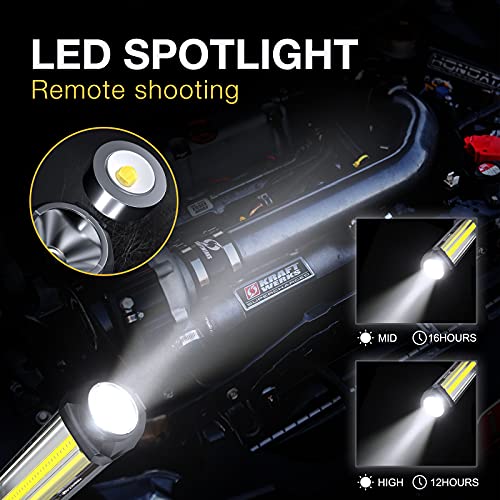 Warsun Work Light Rechargeable Led 1500 Lumens Super Bright Cob Work Lights Portable Con Base Magnetic And Hook Work Flashlight For Car Repair Machine Emergency #TOP2