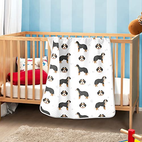 Image of Swaddle Blanket Bernedoodle Dog Cotton Blanket for Infants, Receiving Blanket, Lightweight Soft Swaddling Blanket for Crib, Stroller, Nursery Blankets, 30X40 in