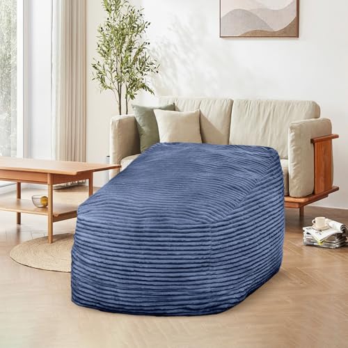 COCONINO WJ Bean Bag Chair, Large Beanbag Chair, Big Beanbag Chair for Adults with Filler, Adult Bean Bag Chair with Filling for Living Room (Corduroy Fabric in Blue, 47.2