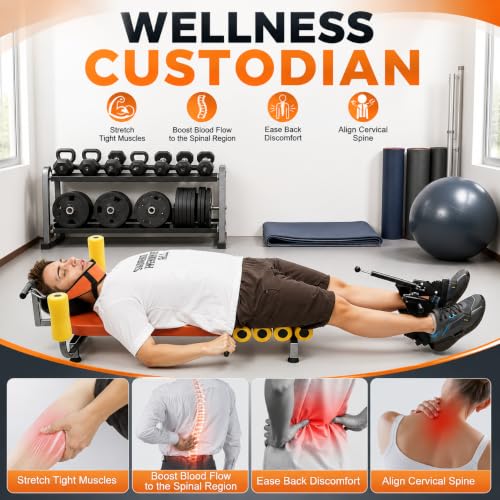 Image of Back spinal stretcher decompression machine for pain relief men women Adjustable Back hip Lumbar disc lower posture Sciatica Support leg Stretching Extension device for Home Workout(140-185kg)