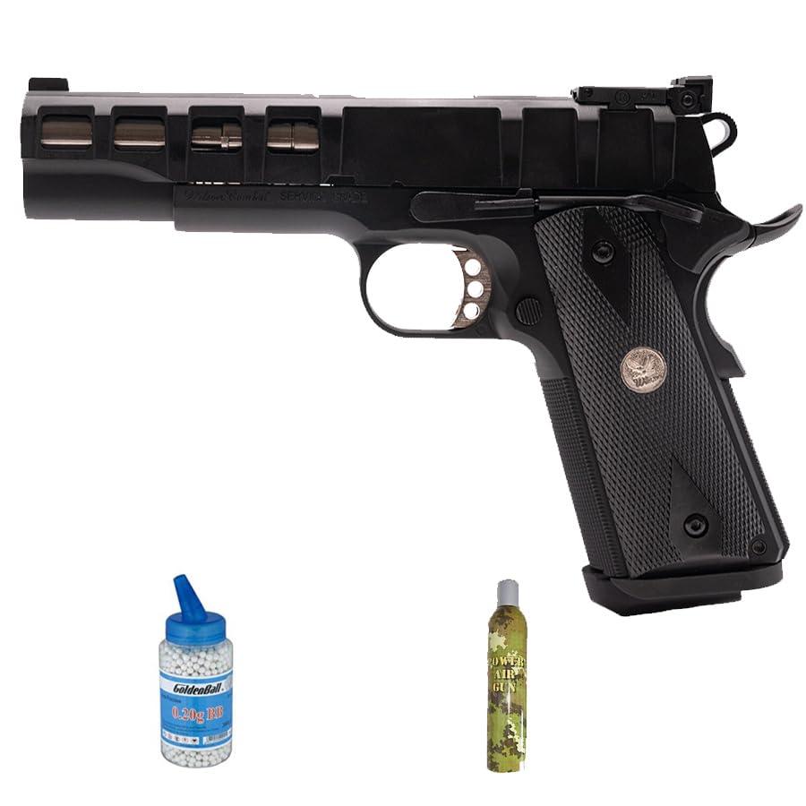 Pistola Army Armament 1911 R30-3 Negra blowback Gas (6mm) | Pistola Aire comprimido de Airsoft (Bolas de PVC) Calibre 6mm + biberón de 0,20+ Botella Green Gas