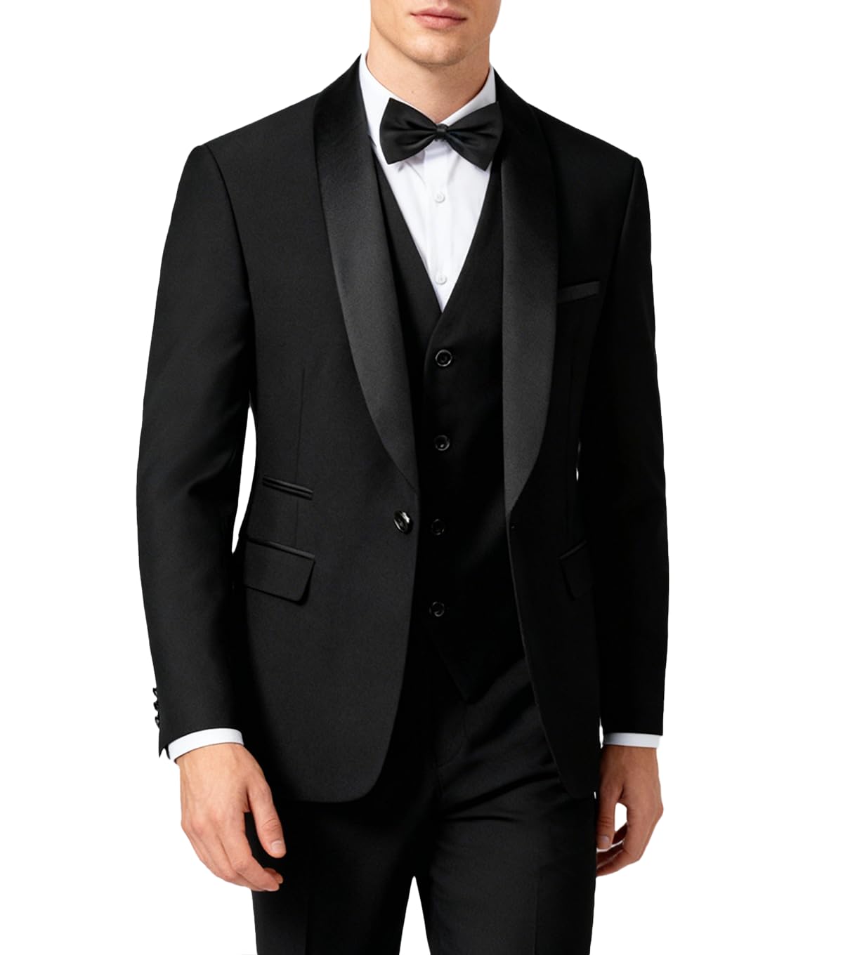 Mens 3 Piece Suit Slim Fit One Button Solid Color Wedding Classic Tuxedo Set
